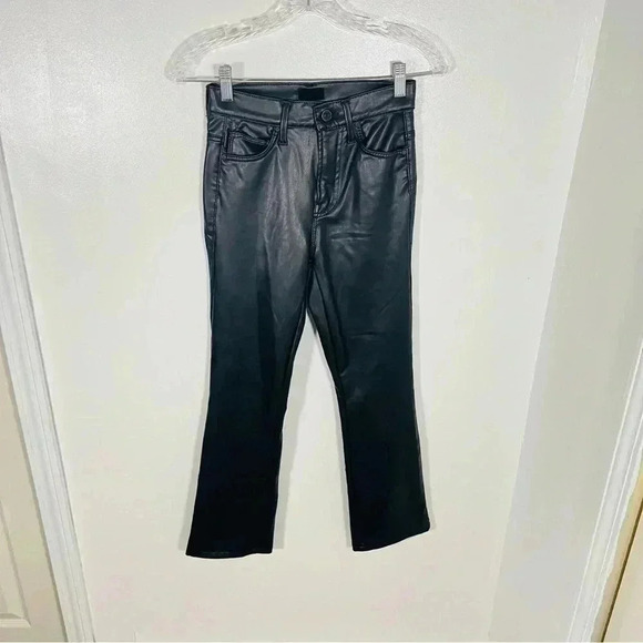 MOTHER Denim The Insider Ankle Jean Faux Show Vegan Leather Flare Night Out - Picture 2 of 11